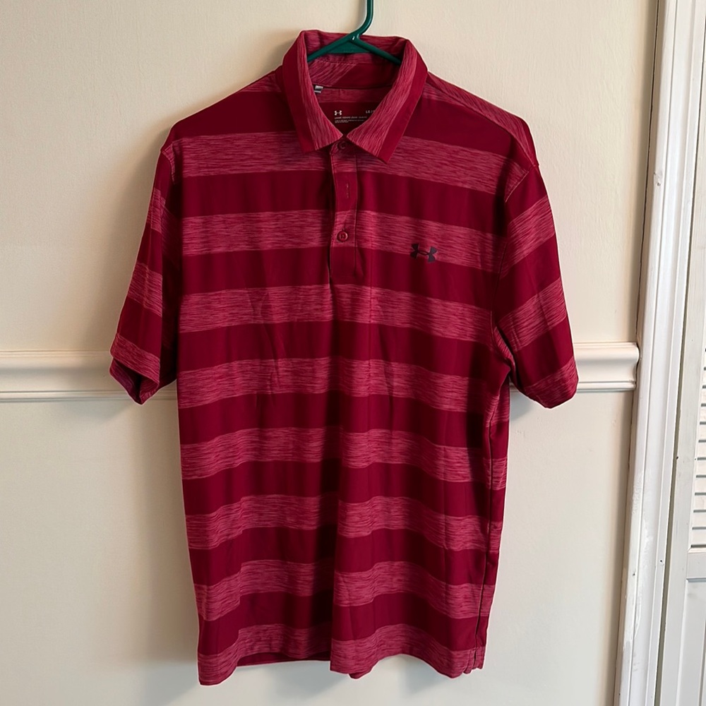 Red size large men’s Under Armour golf polo. Like new